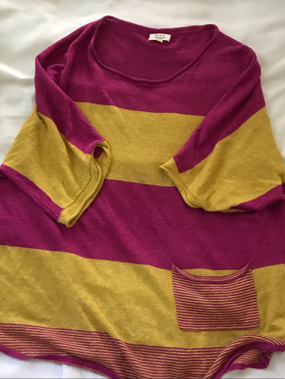 Womens  Knit Top in Magenta and Mustard